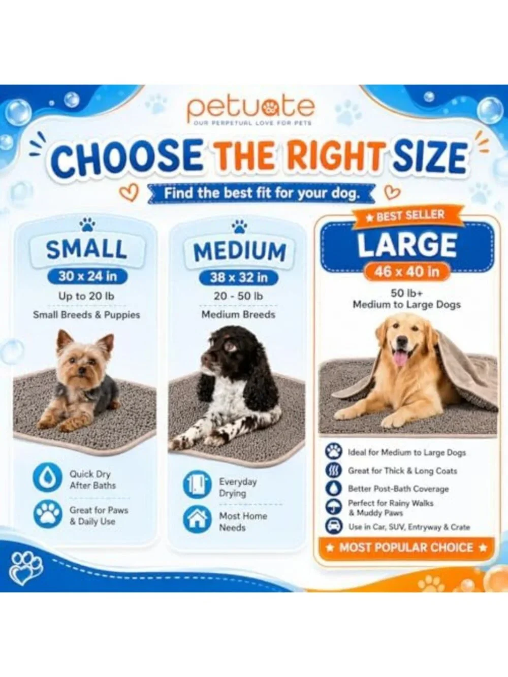 Ultra Soft 2-in-1 Dog Towel & Bath Mat - Quick-Drying, Absorbent, Non-Slip